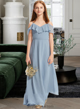 Load image into Gallery viewer, Carolina A-Line Off-the-Shoulder Floor-Length Chiffon Junior Bridesmaid Dress With Ruffles XXCP0013334