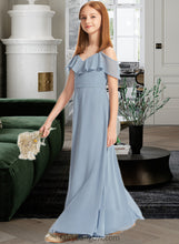 Load image into Gallery viewer, Carolina A-Line Off-the-Shoulder Floor-Length Chiffon Junior Bridesmaid Dress With Ruffles XXCP0013334