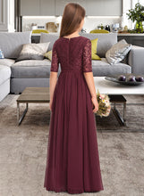 Load image into Gallery viewer, Ashly A-Line Scoop Neck Floor-Length Chiffon Lace Junior Bridesmaid Dress XXCP0013336