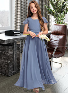 Makayla A-Line Scoop Neck Floor-Length Chiffon Junior Bridesmaid Dress With Bow(s) XXCP0013337