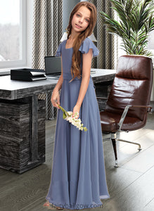 Makayla A-Line Scoop Neck Floor-Length Chiffon Junior Bridesmaid Dress With Bow(s) XXCP0013337