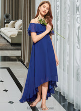 Load image into Gallery viewer, Caroline A-Line Off-the-Shoulder Asymmetrical Chiffon Junior Bridesmaid Dress With Cascading Ruffles XXCP0013338