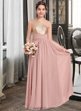 Load image into Gallery viewer, Kathryn A-Line One-Shoulder Floor-Length Chiffon Junior Bridesmaid Dress With Ruffle XXCP0013340