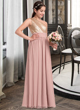 Load image into Gallery viewer, Kathryn A-Line One-Shoulder Floor-Length Chiffon Junior Bridesmaid Dress With Ruffle XXCP0013340