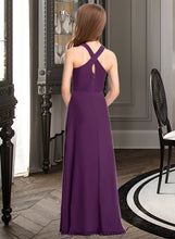 Load image into Gallery viewer, Karlie A-Line V-neck Floor-Length Chiffon Junior Bridesmaid Dress XXCP0013346