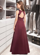 Load image into Gallery viewer, Magdalena A-Line Scoop Neck Floor-Length Satin Junior Bridesmaid Dress XXCP0013348