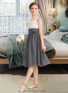 Gisselle A-Line Scoop Neck Knee-Length Chiffon Junior Bridesmaid Dress With Ruffle Flower(s) XXCP0013350