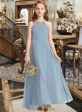 Load image into Gallery viewer, Mabel A-Line Scoop Neck Floor-Length Chiffon Junior Bridesmaid Dress With Ruffle XXCP0013353