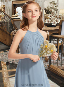 Mabel A-Line Scoop Neck Floor-Length Chiffon Junior Bridesmaid Dress With Ruffle XXCP0013353