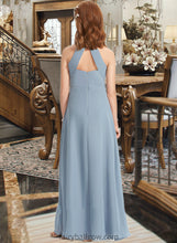 Load image into Gallery viewer, Mabel A-Line Scoop Neck Floor-Length Chiffon Junior Bridesmaid Dress With Ruffle XXCP0013353