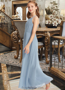 Mabel A-Line Scoop Neck Floor-Length Chiffon Junior Bridesmaid Dress With Ruffle XXCP0013353