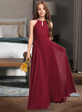 Load image into Gallery viewer, Cassie A-Line Scoop Neck Floor-Length Chiffon Junior Bridesmaid Dress XXCP0013357