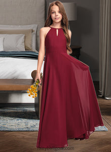 Cassie A-Line Scoop Neck Floor-Length Chiffon Junior Bridesmaid Dress XXCP0013357