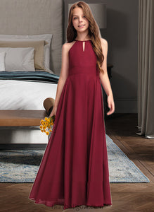 Cassie A-Line Scoop Neck Floor-Length Chiffon Junior Bridesmaid Dress XXCP0013357