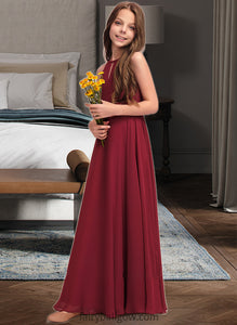 Cassie A-Line Scoop Neck Floor-Length Chiffon Junior Bridesmaid Dress XXCP0013357