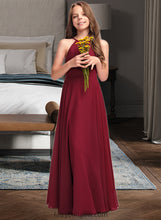 Load image into Gallery viewer, Cassie A-Line Scoop Neck Floor-Length Chiffon Junior Bridesmaid Dress XXCP0013357