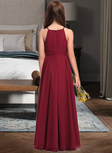 Cassie A-Line Scoop Neck Floor-Length Chiffon Junior Bridesmaid Dress XXCP0013357