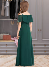 Load image into Gallery viewer, Gracelyn A-Line Off-the-Shoulder Floor-Length Chiffon Junior Bridesmaid Dress With Bow(s) XXCP0013359