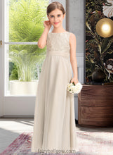 Load image into Gallery viewer, Giovanna A-Line Scoop Neck Floor-Length Chiffon Lace Junior Bridesmaid Dress With Ruffle XXCP0013360