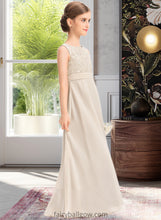 Load image into Gallery viewer, Giovanna A-Line Scoop Neck Floor-Length Chiffon Lace Junior Bridesmaid Dress With Ruffle XXCP0013360