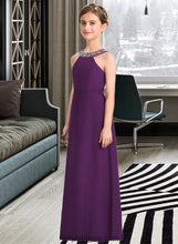 Load image into Gallery viewer, Melanie A-Line Scoop Neck Floor-Length Chiffon Junior Bridesmaid Dress With Beading Bow(s) XXCP0013361