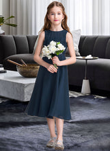 Load image into Gallery viewer, Amelia A-Line Scoop Neck Tea-Length Chiffon Junior Bridesmaid Dress With Ruffle XXCP0013362