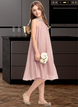 Load image into Gallery viewer, Miah A-Line Scoop Neck Knee-Length Chiffon Junior Bridesmaid Dress With Beading Sequins XXCP0013365