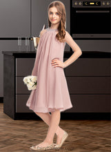 Load image into Gallery viewer, Miah A-Line Scoop Neck Knee-Length Chiffon Junior Bridesmaid Dress With Beading Sequins XXCP0013365