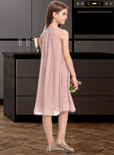 Load image into Gallery viewer, Miah A-Line Scoop Neck Knee-Length Chiffon Junior Bridesmaid Dress With Beading Sequins XXCP0013365