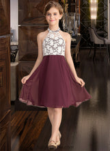 Load image into Gallery viewer, Piper A-Line Scoop Neck Knee-Length Chiffon Lace Junior Bridesmaid Dress XXCP0013366