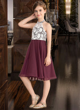 Load image into Gallery viewer, Piper A-Line Scoop Neck Knee-Length Chiffon Lace Junior Bridesmaid Dress XXCP0013366