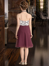 Load image into Gallery viewer, Piper A-Line Scoop Neck Knee-Length Chiffon Lace Junior Bridesmaid Dress XXCP0013366