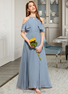 Charlize A-Line Scoop Neck Floor-Length Chiffon Junior Bridesmaid Dress With Cascading Ruffles XXCP0013367