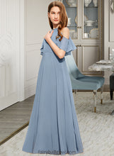 Load image into Gallery viewer, Charlize A-Line Scoop Neck Floor-Length Chiffon Junior Bridesmaid Dress With Cascading Ruffles XXCP0013367