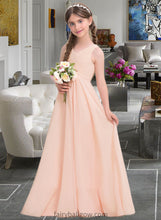 Load image into Gallery viewer, Keyla A-Line V-neck Floor-Length Chiffon Junior Bridesmaid Dress With Ruffle XXCP0013368