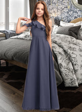 Load image into Gallery viewer, Stella A-Line One-Shoulder Floor-Length Chiffon Junior Bridesmaid Dress With Cascading Ruffles XXCP0013370