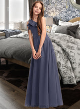 Load image into Gallery viewer, Stella A-Line One-Shoulder Floor-Length Chiffon Junior Bridesmaid Dress With Cascading Ruffles XXCP0013370