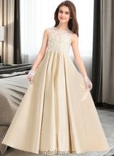 Load image into Gallery viewer, Trinity Ball-Gown/Princess Scoop Neck Floor-Length Satin Lace Junior Bridesmaid Dress XXCP0013374