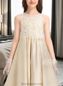 Trinity Ball-Gown/Princess Scoop Neck Floor-Length Satin Lace Junior Bridesmaid Dress XXCP0013374