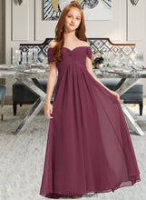 Load image into Gallery viewer, Naima A-Line Off-the-Shoulder Floor-Length Chiffon Junior Bridesmaid Dress With Ruffle XXCP0013376