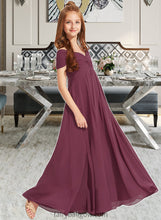 Load image into Gallery viewer, Naima A-Line Off-the-Shoulder Floor-Length Chiffon Junior Bridesmaid Dress With Ruffle XXCP0013376