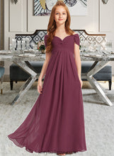 Load image into Gallery viewer, Naima A-Line Off-the-Shoulder Floor-Length Chiffon Junior Bridesmaid Dress With Ruffle XXCP0013376