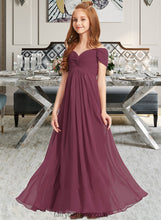 Load image into Gallery viewer, Naima A-Line Off-the-Shoulder Floor-Length Chiffon Junior Bridesmaid Dress With Ruffle XXCP0013376