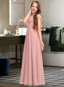 Alayna A-Line Scoop Neck Floor-Length Chiffon Junior Bridesmaid Dress With Cascading Ruffles XXCP0013382