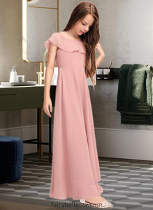 Alayna A-Line Scoop Neck Floor-Length Chiffon Junior Bridesmaid Dress With Cascading Ruffles XXCP0013382