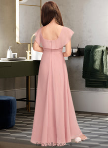 Alayna A-Line Scoop Neck Floor-Length Chiffon Junior Bridesmaid Dress With Cascading Ruffles XXCP0013382