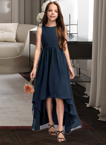 Catherine A-Line Scoop Neck Asymmetrical Chiffon Junior Bridesmaid Dress XXCP0013384