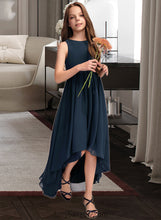 Load image into Gallery viewer, Catherine A-Line Scoop Neck Asymmetrical Chiffon Junior Bridesmaid Dress XXCP0013384