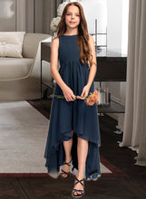 Load image into Gallery viewer, Catherine A-Line Scoop Neck Asymmetrical Chiffon Junior Bridesmaid Dress XXCP0013384