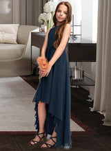 Load image into Gallery viewer, Catherine A-Line Scoop Neck Asymmetrical Chiffon Junior Bridesmaid Dress XXCP0013384